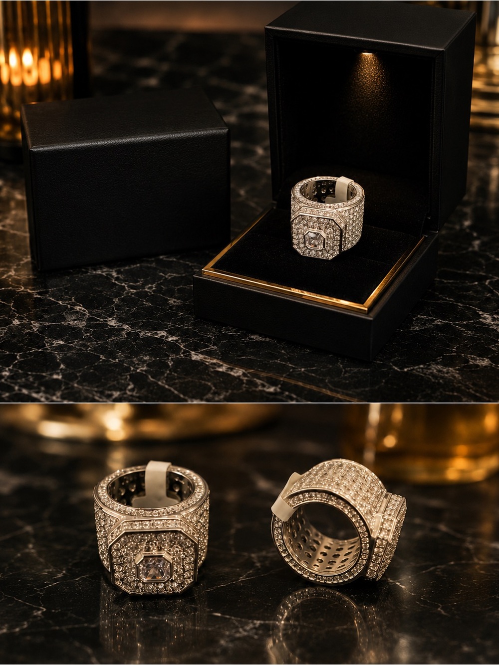 Statement Ring in Silver Tone-Size 7
